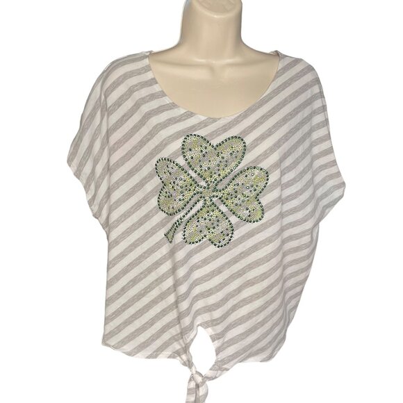 J Mode USA Womens Crop Top Irish Shamrock Blouse Plus Size 3X u - Picture 1 of 7